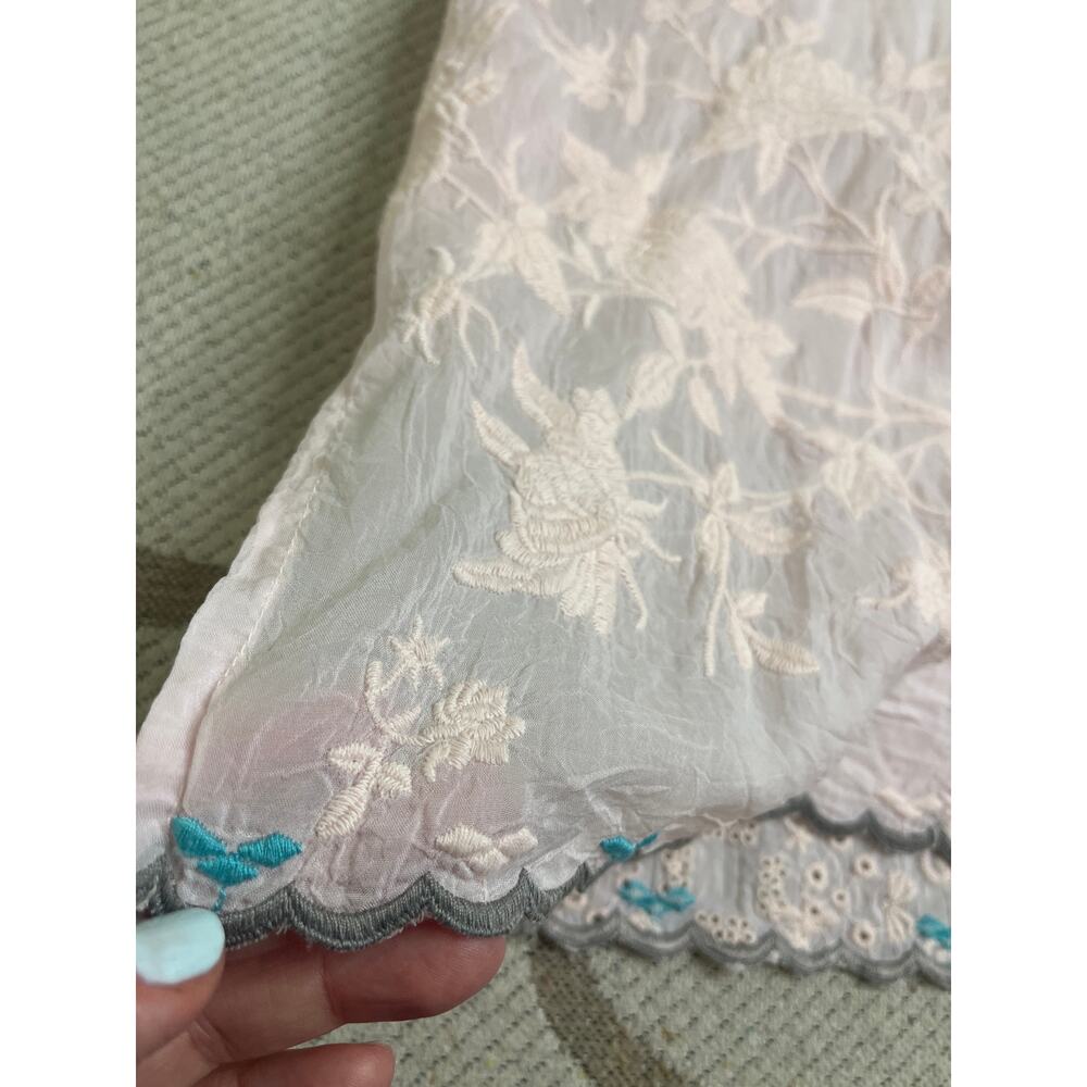 Johnny Was Lillian blouse pink sheer fabric, floral embroidery, eyelet, size XS - Picture 12 of 12